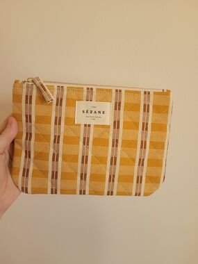 Sézane Mustard Printed Zip Pouch